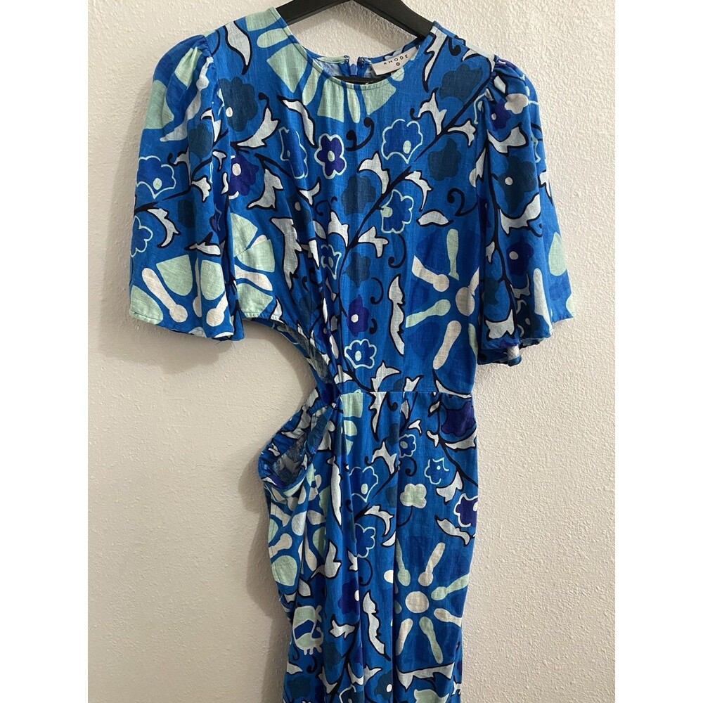 Rhode Target Cut Out Side Linen Blue Pants Jumper S H60 Resort, Travel, Vacation